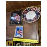 (2) Vintage US Flag Pics & Plate