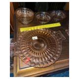 Vintage Pink Depression Platter & Bowls (6 Pcs)