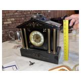 Antique Black Marble Mantle Clock (Nice & Heavy)