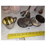 Silver Plated Cup & Coasters + Crystal Bell