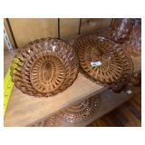Vintage Jeanette Glass Pink Dep Bowl & Platter