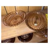 Vintage Jeanette Glass Pink Dep Bowl & Platter