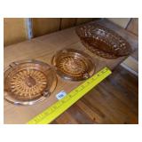 Vintage Jeanette Glass Pink Dep Ash Bowls & Bowl