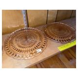 (2) Vintage Jeanette Glass Pink Dep Cake Plates