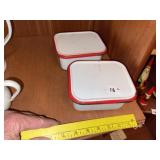 Pr of Vintage Graniteware Red/White Refrigerator D