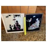 (2) Vintaeg Silhouette Pictures (Quilting Lady)