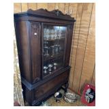 Antique Walnut China Hutch Cabinet