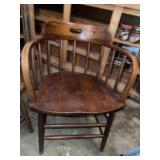 Vintage Oak Barrel Back Captain's Chair