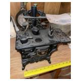 Antique Crescent Minature Cast Iron Stove W/ Pans
