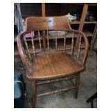 Vintage Oak Barrel Back Captain's Chair