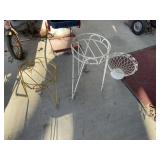 Metal Basket ~ & 2 Plant Stands (Yellow & White)