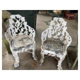 Pr of Vintage Cast Iron Garden Chairs