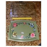 Vintage Hand Painted Serve Tray & Candle Center Pc