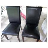 Pr of Black Leather Side Chairs