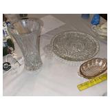 Heavy Crystal Vase ~ Platter ~ S&C Set & Misc