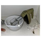 Vintage Sunbeam Avacado Hand Mixer & Bowl