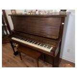 Nice Upright Cherry Piano & Bench