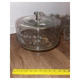 Etched Glass Dome Cake Stand