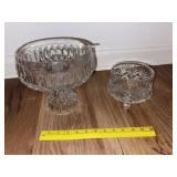 Heavy Crystal Pedestal Bowl + Footed Bowl