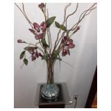 Tall Glass Decorator Vase & Arrangement