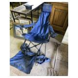 Blue Camp Chair W/ Foot  Rest & Tote Bag