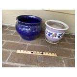 (2) Glazed Pottery Flower Pots