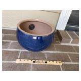 Blue Glazed Pottery Flower Pot
