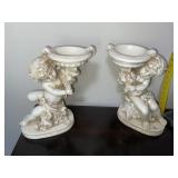 Pr of Vintage Ceramic Boy / Girl Statues