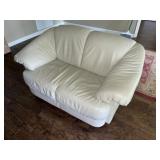 Beige Leather Loveseat
