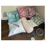 Decorator Pillows & Metal Basket