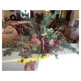 Center Piece Footed Brass  Bowl W/ Arrangement