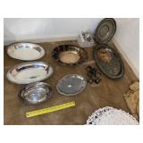 Silver Plated Serving Trays + Napkin Rings