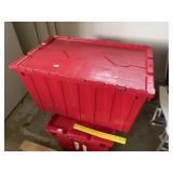 Red Hinged Lid Storage Tote