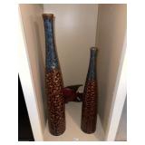 Pr of Tall Glazed Decorator Vases