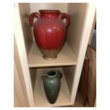 Red & Green Glazed Decorator Vases
