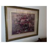 Large Floral Gold Framed Decorator Picture