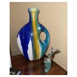 Glazed Art Vase + Decor Sculpture Figure