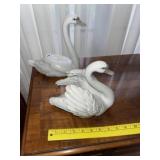 (2) Lladro Porcelain Swans