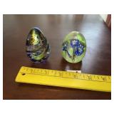 (2) Glass Egg Paperweights