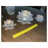 Set of Crystal Flower Candle Holders