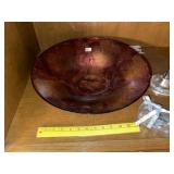 Glass Decorator Bowl + Pr of Candlesticks