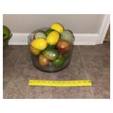 Glass Center Bowl W/ Decorative Fruit