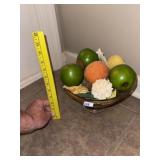 Glass Pedestal Center Bowl W/ Decorative Fruit