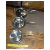 (3) Nice Cusiniart Stainless Skillets