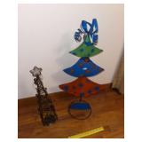 Metal Christmas Trees (2) + Door Ribbon
