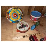 Vintage Metal Spinner Top & Noise Makers (5 Pcs)