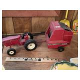 Vintage Metal Case IH Tractor & Hay Baler