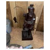 Vintage Wood Carved Oriental Fisherman