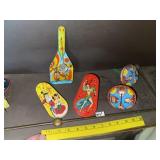(5) Vintage Metal Noise Makers