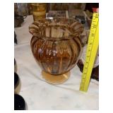 Vintage Amber Glass Vase